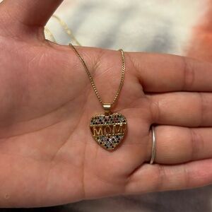 Gold Heart MOM Pendant Necklace